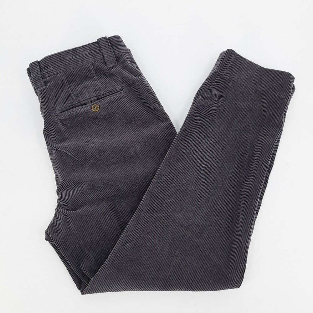 Brooks Brothers Clark Fit Corduroy Pants Mens Charcoal Gray 36x29 Whale Corduroy